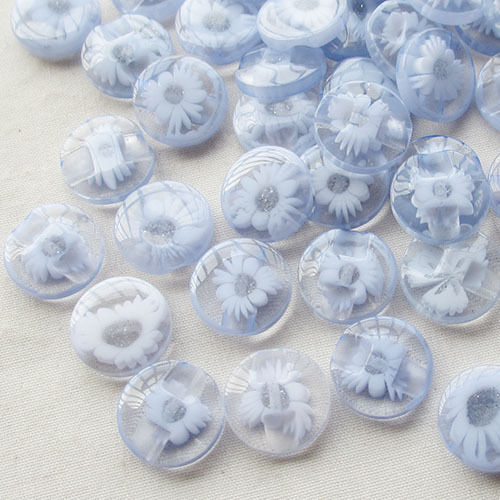 50 st Veel 14mm blauw kleur bloem Plastic Knoppen naaien/applicaties/craft
