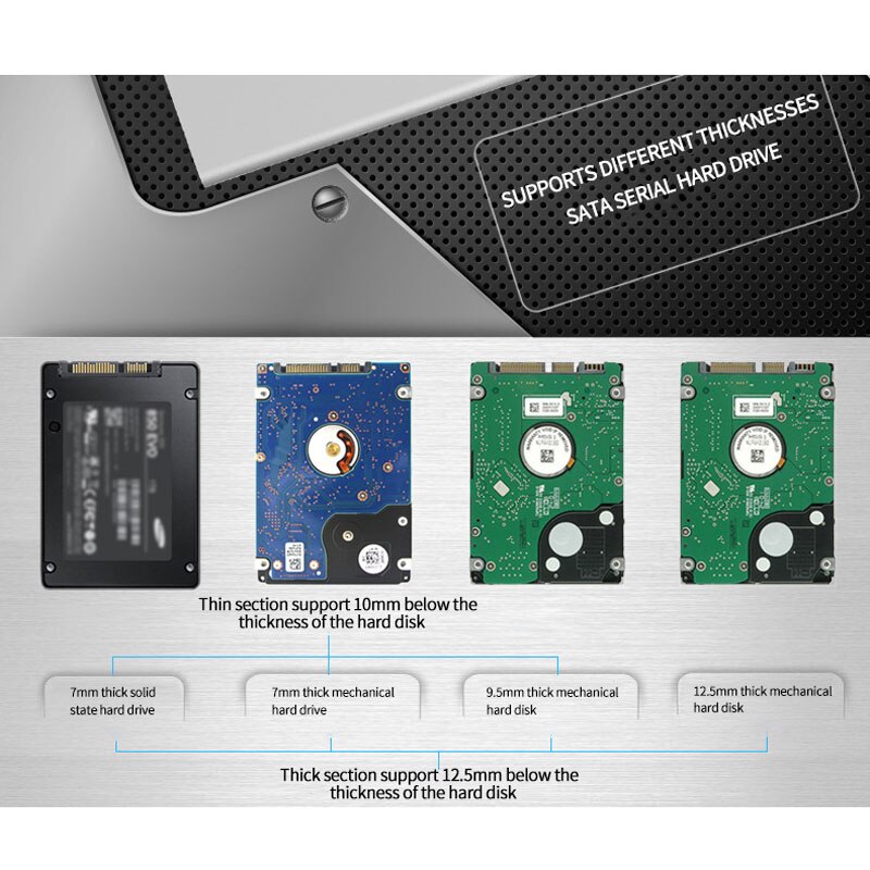 Blå endeløs 2.5 tommers aluminium hdd boks ssd hd ekstern harddisk sata til usb harddisk boks boks til 9.5mm 15mm hdd boks