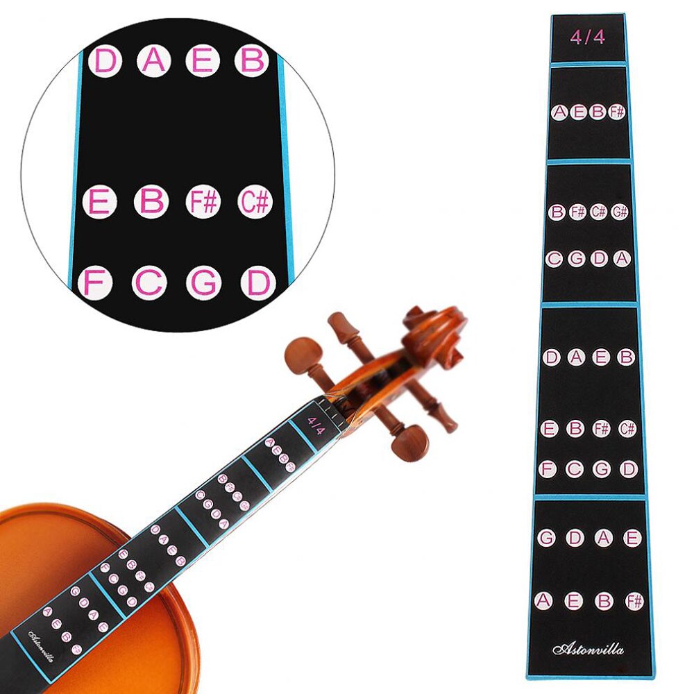1/8-4/4 Practice Beginners Violin Fiddle Educational Finger Guide Fingerboard Sticker Label Intonation Chart Music Tools Fretboa