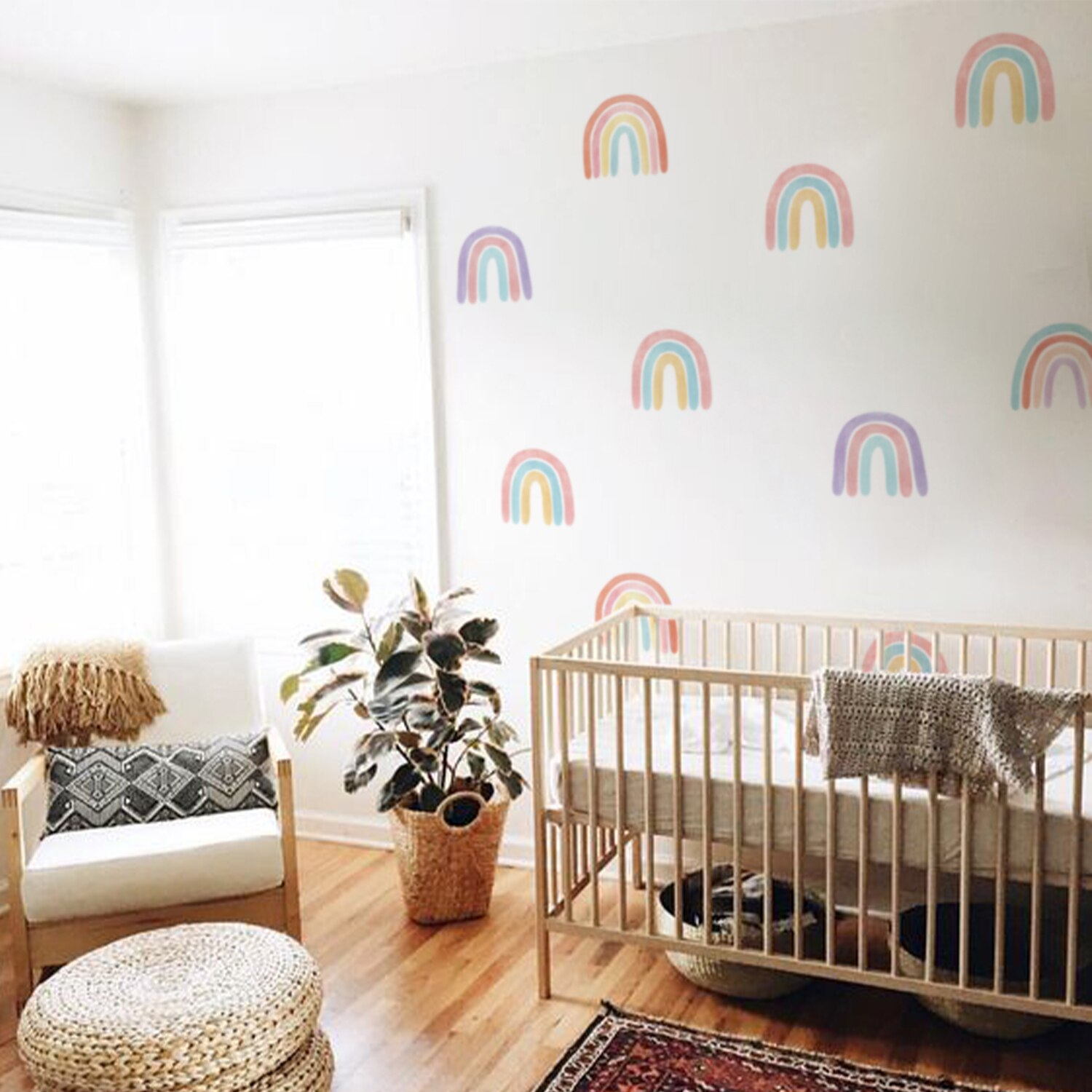 Babykamer Muurstickers Aquarel Regenboog Grote Size Muurstickers Kinderen Kinderkamer Nursery Home Decoratie Vinyl Pvc Decals
