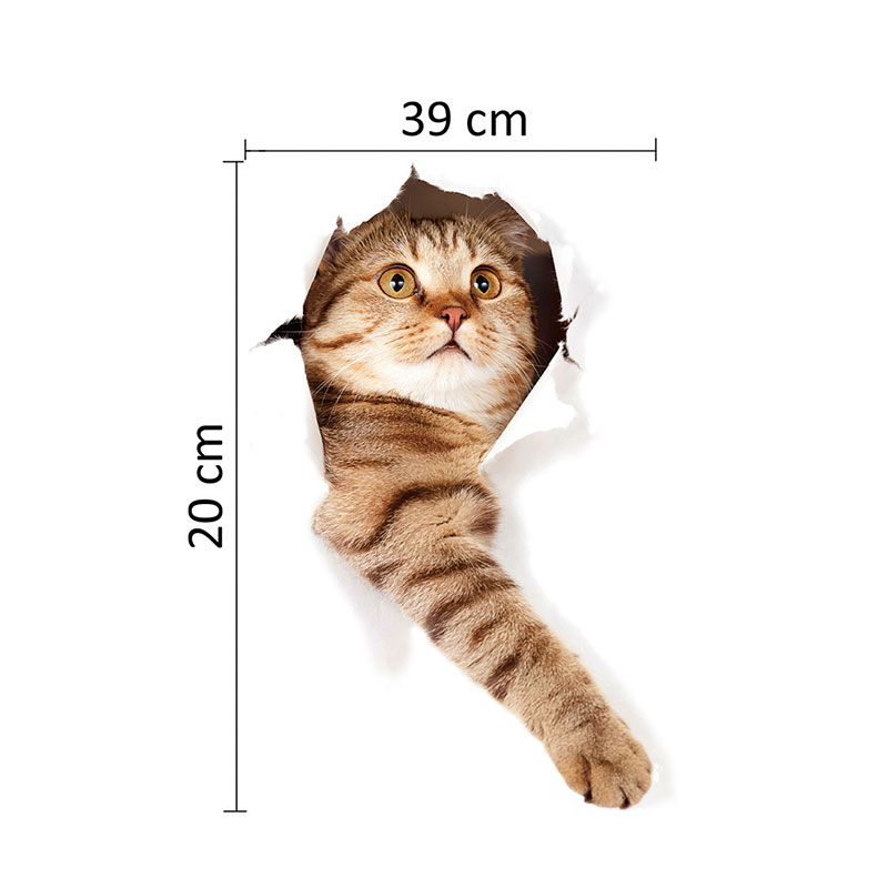 3D koci wzór naklejki naklejki ścienne z kotem naklejka na toaletę wodoodporna dekoracja do domu szklane okno Wall Art 25*18.5cm: 12