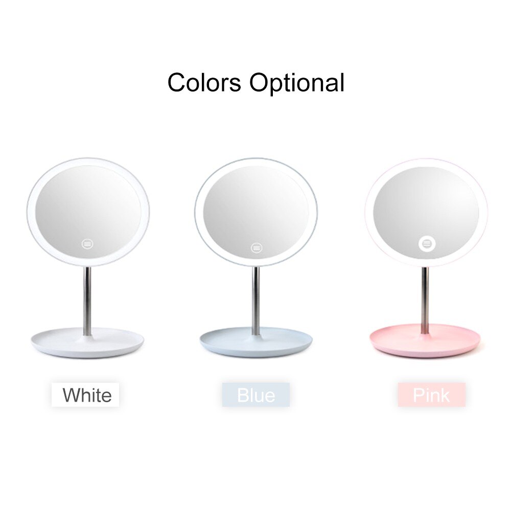 LED Light Makeup Mirror Table Lamp 360 Degree Rotation Brightness Adjustable Beauty Cosmetic Mirror