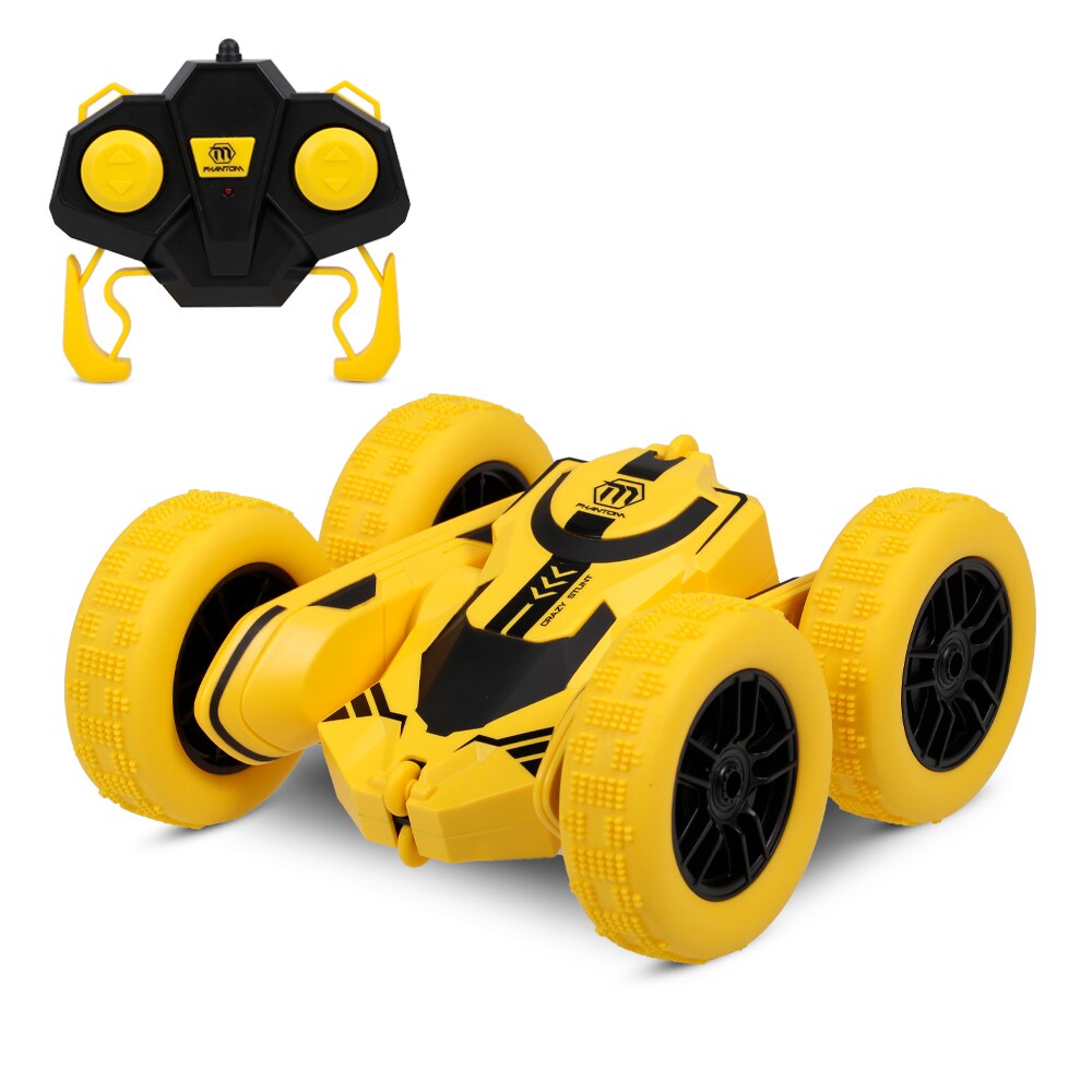 1/28 2.4GHz RC Stunt Car Tumbling Crawler Vehicle 360 Degree Flips Double Sided Rotating Tumbling with Battery Mini RC Car: Yellow