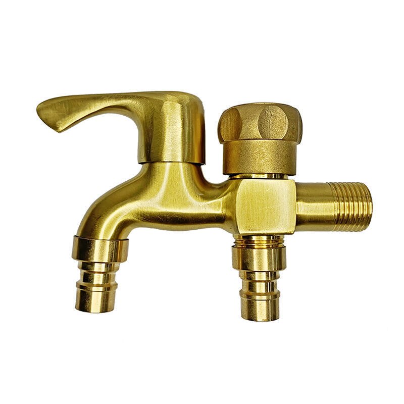 Durcheinander Doppel Mit Waschmaschine Wasserhahn Schlecht Ecke Wasserhahn Wasserhahn Garten draussen Rührgerät