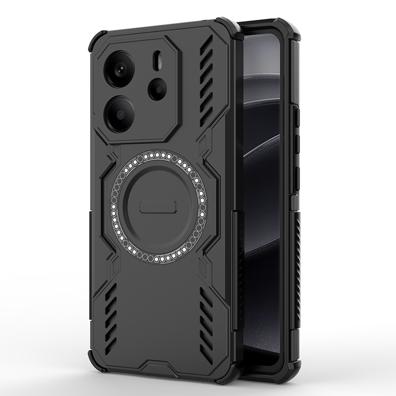 Funda armadura para Redmi Note 14 4G 5G, funda trasera de carga inalámbrica de adsorción magnética para Redmi Note 14 Pro 4G 5G Plus 5G: Negro / Redmi Note 14 5G (Global)