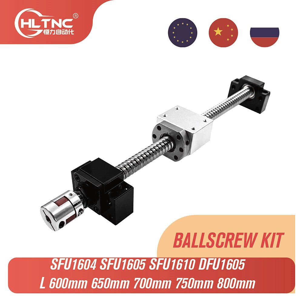 16mm Ballscrew sfu1605 sfu1604 sfu1610 With Length 600mm 650mm 700mm 750mm 800mm for CNC Machine