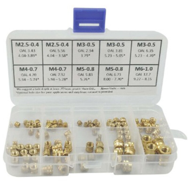 Threaded Brass Heat , Assortment a Metric Brass Threaded Heat Set Screw Inserts for 3D Printing(94 Pcs): Default Title