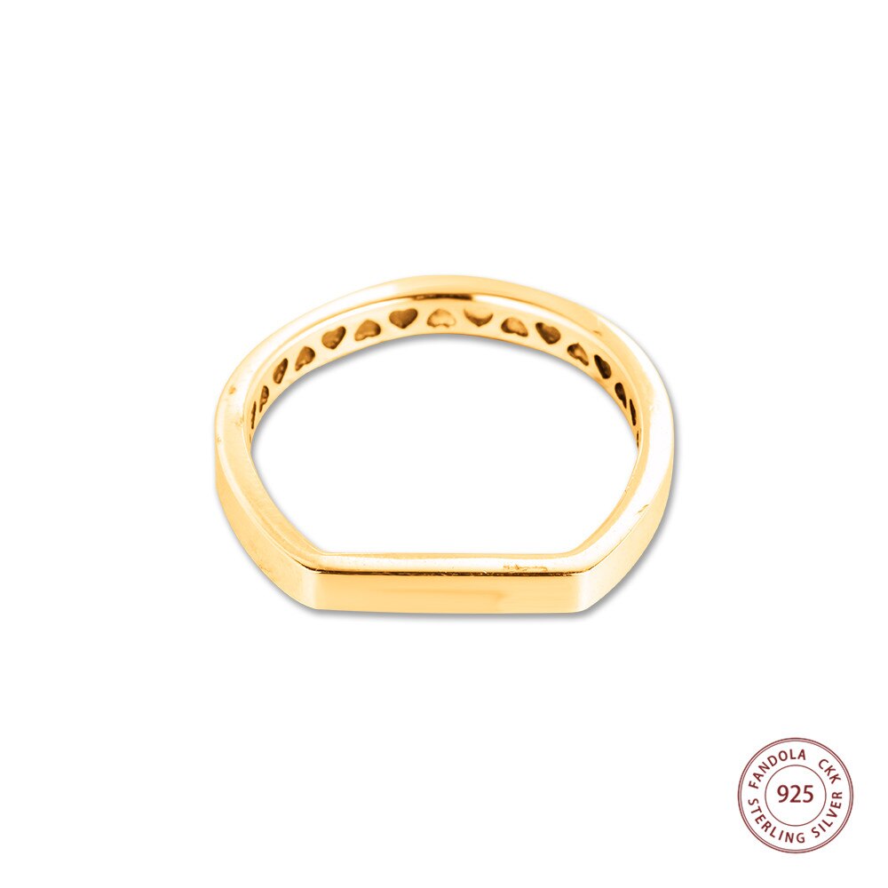 925 Sterling Zilveren Ringen Vrouwen Goud Kleur Bar Stapelen Ring Zilveren Sieraden Wedding Party Anillos