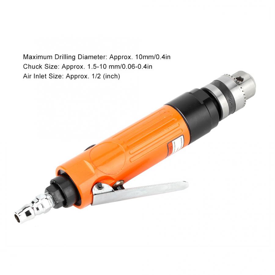3/8in High Speed Straight Pneumatic Drill Machine with 1.5-10mm/0.06-0.4in Chuck Pneumatic Drilling Car Repair Tools