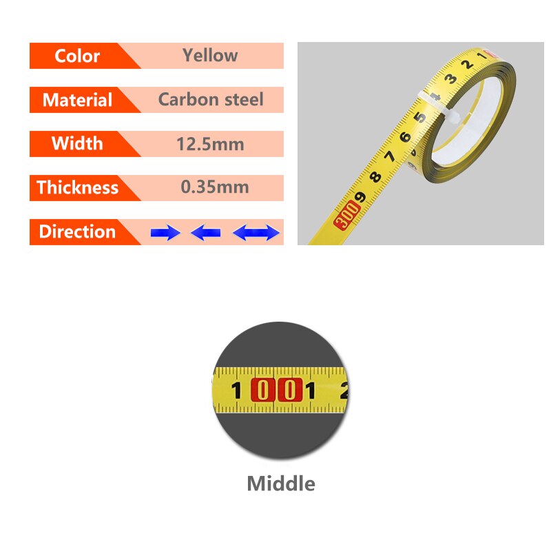 Cinta métrica t-track herramienta autoadhesiva para carpintería regla métrica de 12.5/16/19MM de ancho para enrutador de inglete medición de sierra de mesa