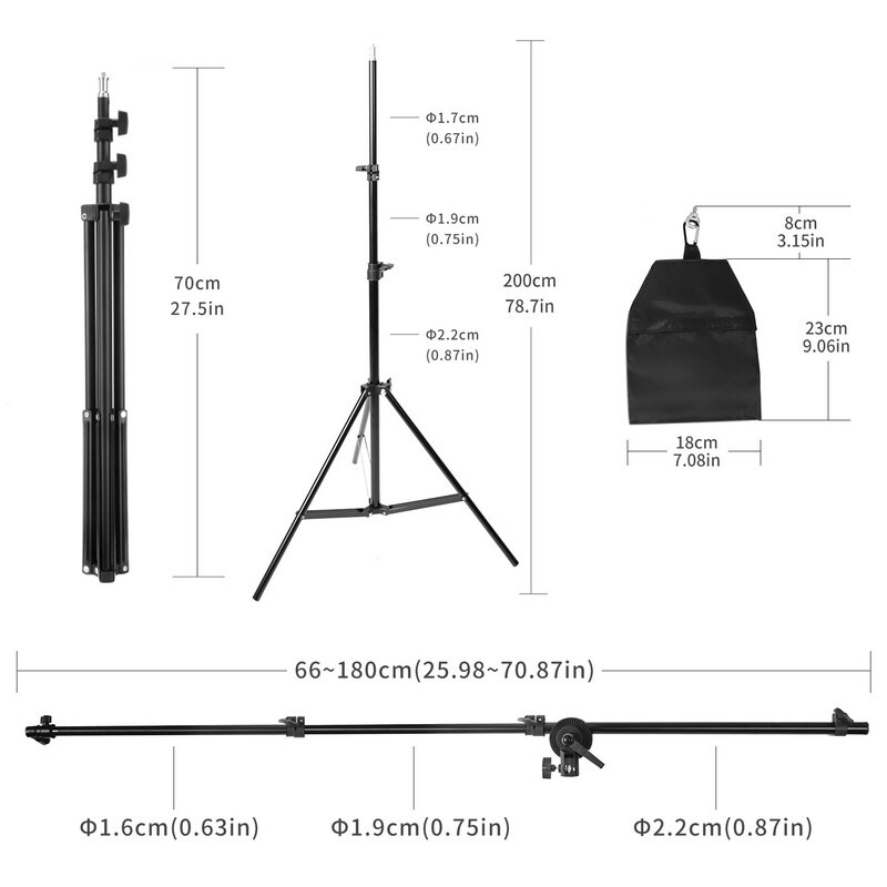 Photo Studio Lighting Reflector Arm Stand Reflector Stand Holder Boom Arm Reflector Disc Arm Support and 2m Light Stand