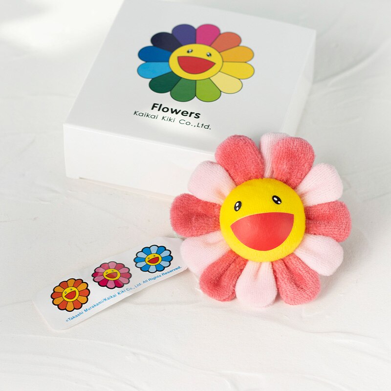 Broche de girasol japonés para Bebé y Niño, flor de arcoíris de peluche, estera de suelo juego, asiento, decoración colorida: PINK RED