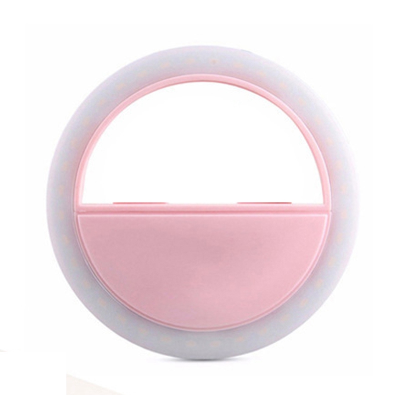 2x Selfie Light Portable LED Ring Light Fill for Smart Phone Pink & Black
