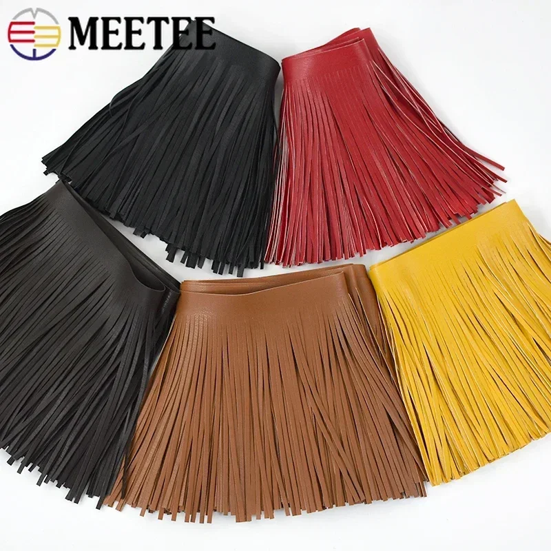 1 metro 10-30cm * 3mm PU cuero borla flecos decoración cinta de encaje DIY bolsos chaqueta falda ropa tela accesorios de costura
