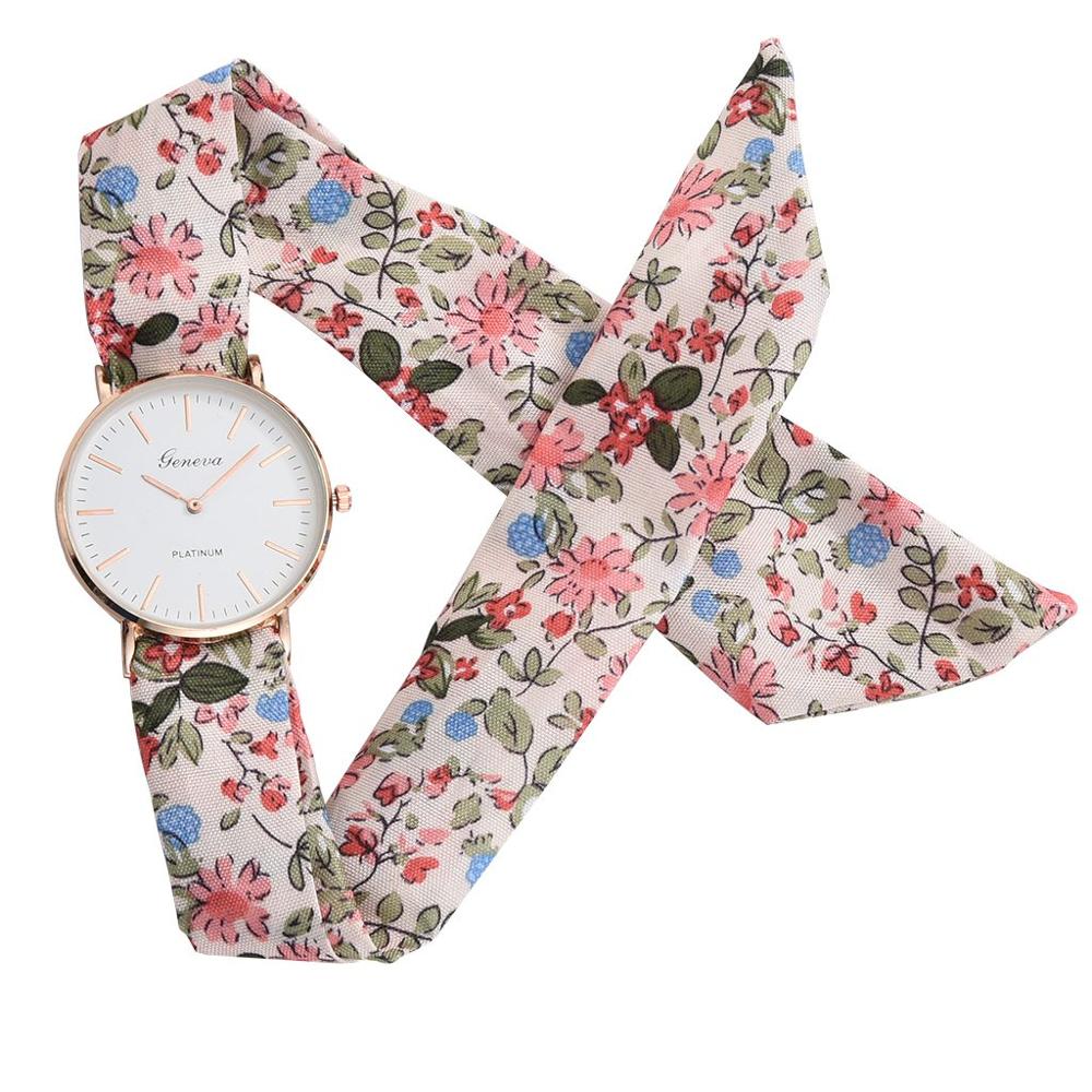 Women Watches Vogue Floral Strap Wristwatch Women&#39;s Jacquard Cloth Zegarek Damski Quartz Watch Dress Bracelet Relogio Feminino: AS SHOW 2