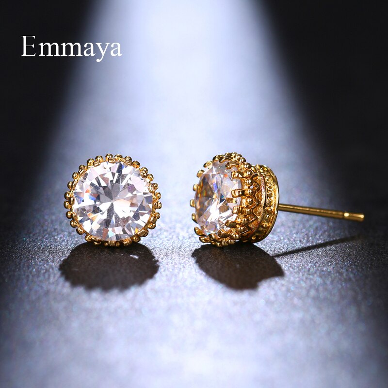 Emmaya Classis Serie Tiny Ronde Vorm Oorbel Voor Vrouwen Leuke Decoratie In Banket Delicate Zirconia Sieraden Drie Kleur: gold