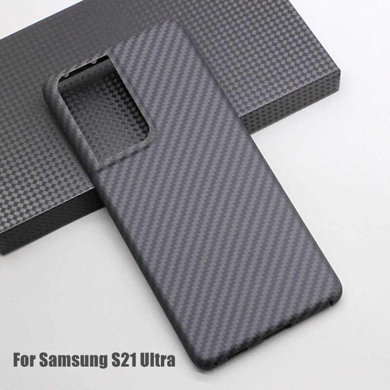 Amstar-samsung galaxy s21/s21 plus/s21ultra用の純粋なカーボンファイバーシェル,超薄型: S21 Ultra - Black