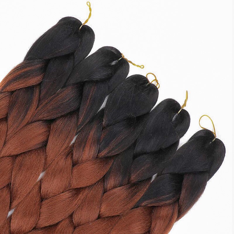 Lelinta Ombre Jumbo Braiding Hair Extensions Kanekalon Synthetic Braiding Hair 24inch 3Pack/Lot Two Tone Braiding Hair (Brown)