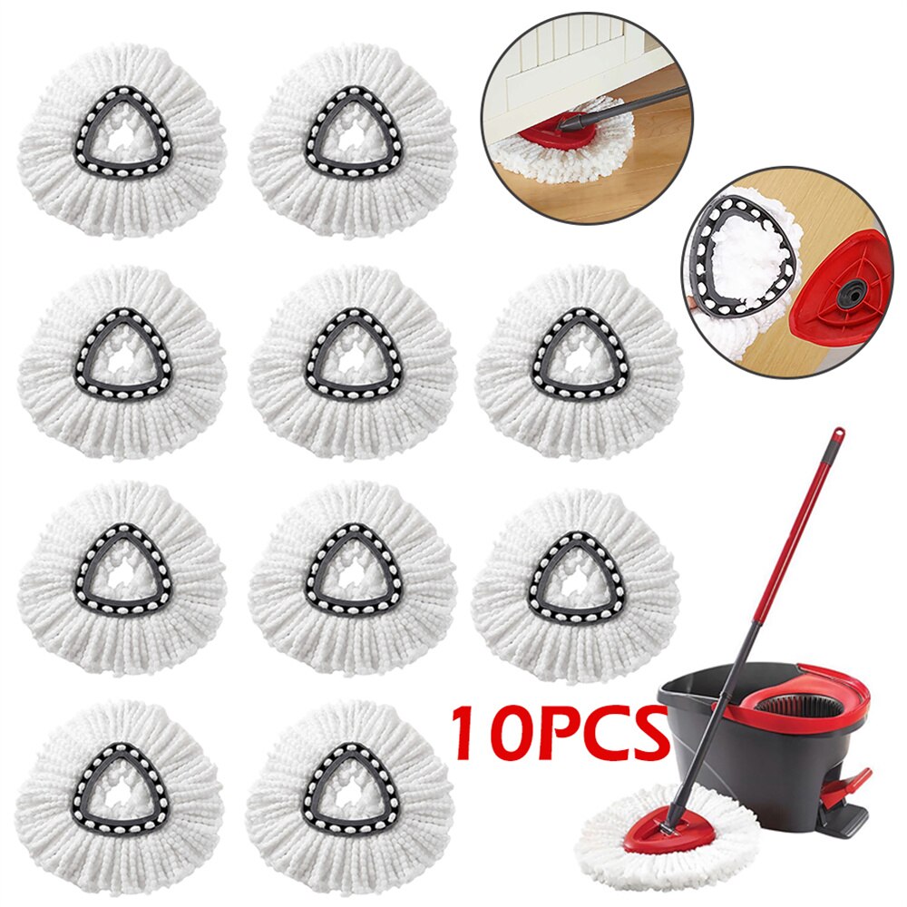 Cabezales de repuesto para mopa Vileda, accesorio giratorio de microfibra para limpieza del hogar, recambio de suelo giratorio 360, 10 piezas: Default Title