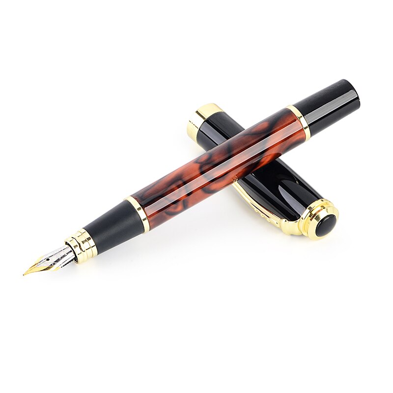 Jinhao 500 Iraurita 0.5mm Fine Nib Fountain Pens Grid Pattern Metal Writing Pen Tools Stationery for Student School Office: Red Pattern