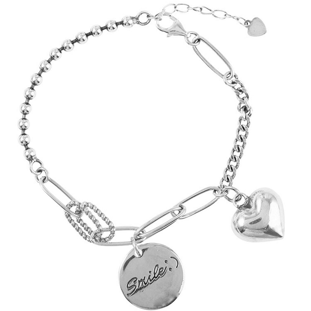 glatt Liebe Herz lächelnd Armband Gesicht thailändisch Silber- Farbe Armband Punk Schmuck Frauen Kette Armband: Ursprünglich Titel