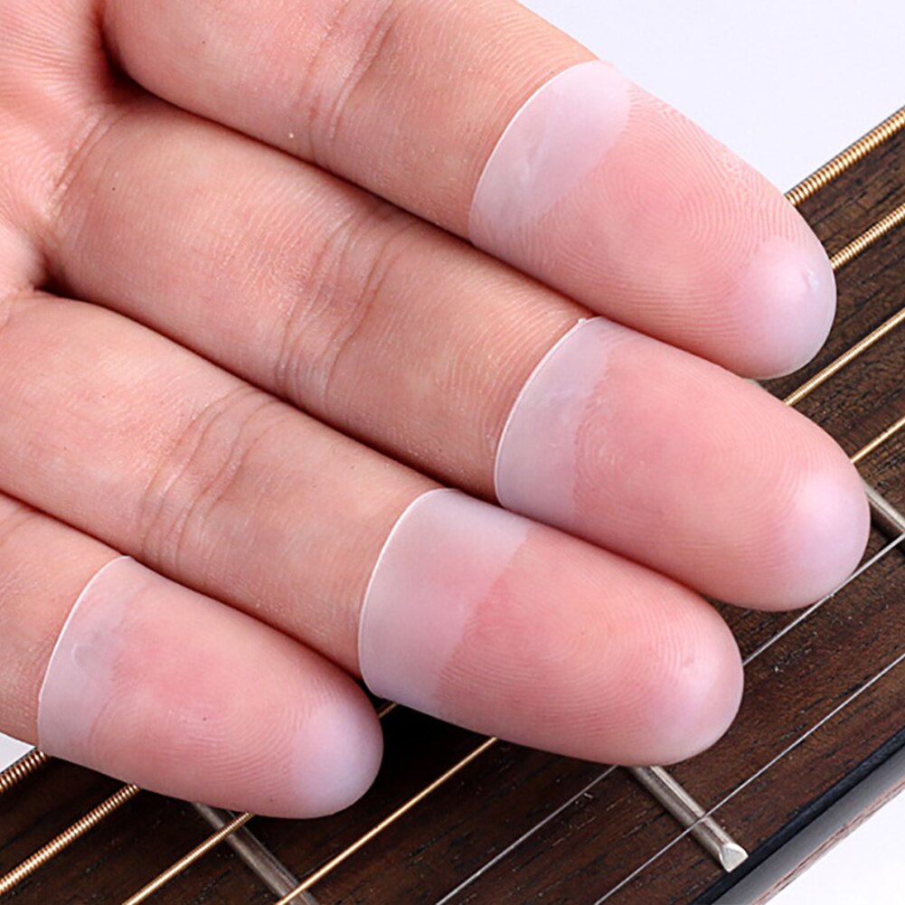 Protector de dedos de silicona para guitarra, funda ultrafina para mano izquierda, 4 unidades