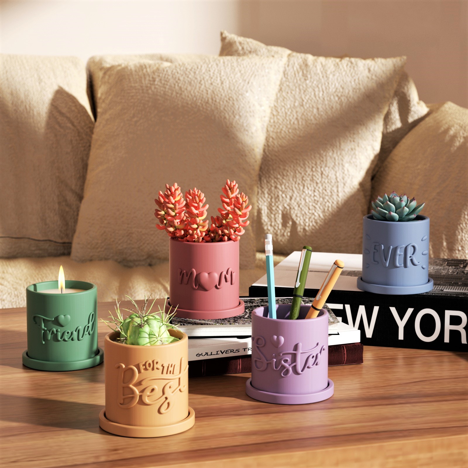 Nicole – Pot de jardinière avec plateau, moule en béton et Silicone, Pot Succulent, moule Jesmonite, meilleur pour maman de tous les temps, décoration de maison