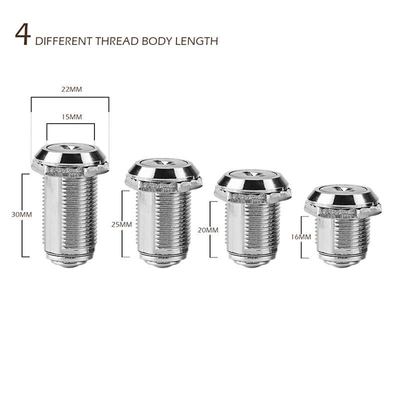 16mm 20mm 25mm 30mm Drawer Locks With 2 Keys Lock Furniture Hardware Door Cabinet Lock For Office Desk Letter Box Cam Locks