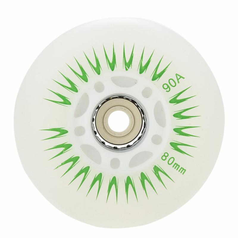 1 unidad de ruedas de patines en línea de 80mm 90A, ruedas de patinaje deslizantes con luces LED, ruedas de repuesto luminosas duraderas: 1pc-green