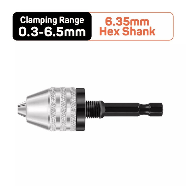 Mandrin de perceuse sans clé 0.3 – 6.5, Mini perceuse électrique auto-serrant, adaptateur de mandrin, fixation à pince, tige hexagonale de 1/4 pouces, convertisseur à changement rapide