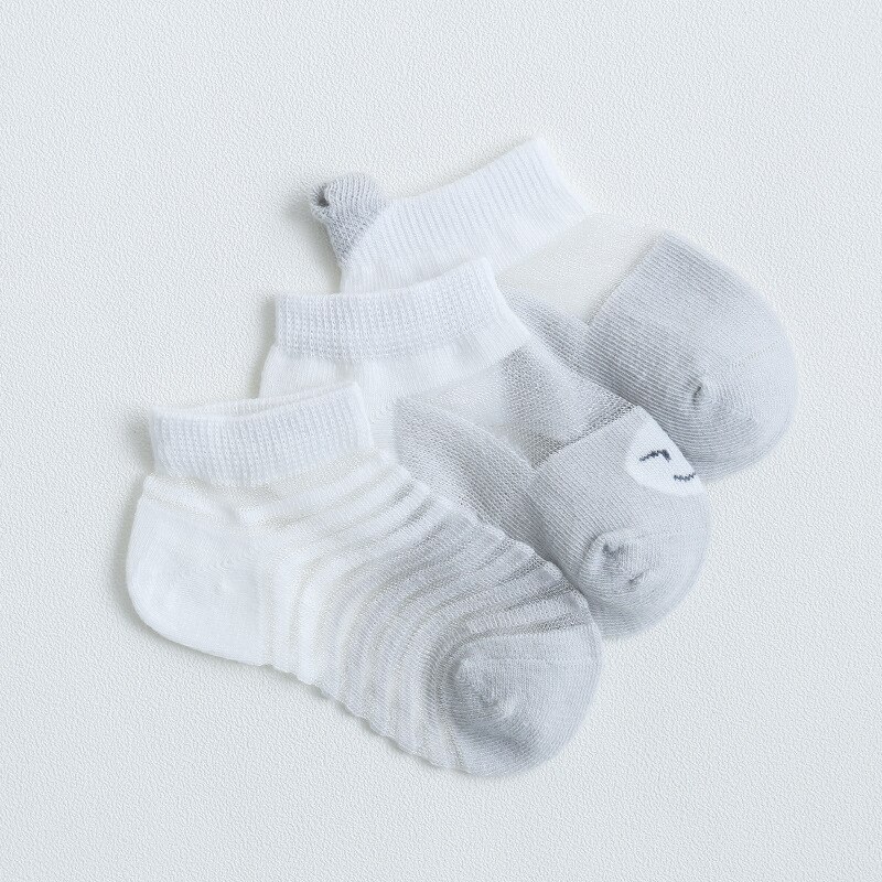 Kindersokken jongens en meisjes katoenen ademende mesh sokken 3 paar / groep lente en zomer babysokken: F / 12m