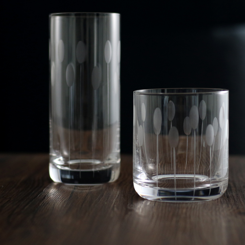 Sæt  of 2 blyfri krystalglas tumblere håndlavede blæste indgraverede whiskyglas til hjemmebrug tumblers fest