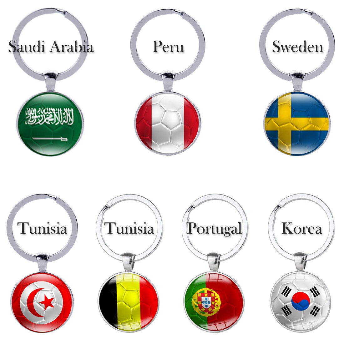 Football Keychains Key ring 32 Countries Peru Sweden Tunisia Senegal Soccer Key Chains Souvenir