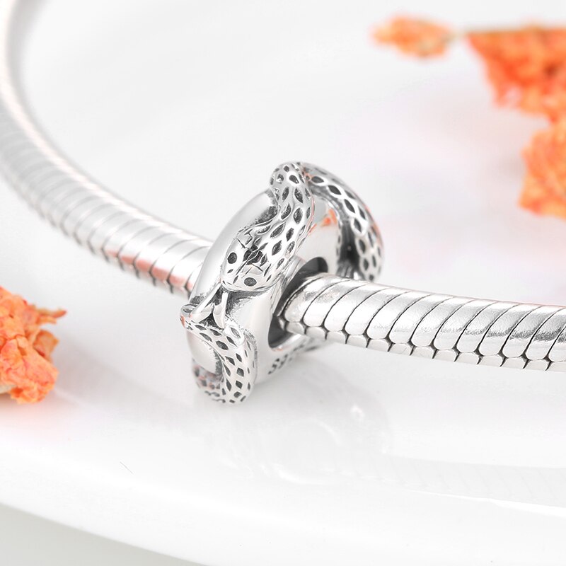 925 Sterling Silver Mysterious charm snake Spacer Stopper beads Fit Original European Charms Bracelet Jewelry making