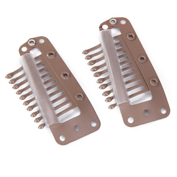 20pcs Wig Clips with Rubber for DIY Hair Extension Black 10-Teeth Snap Comb Wigs Clips Hair Care Styling Tools Accessories