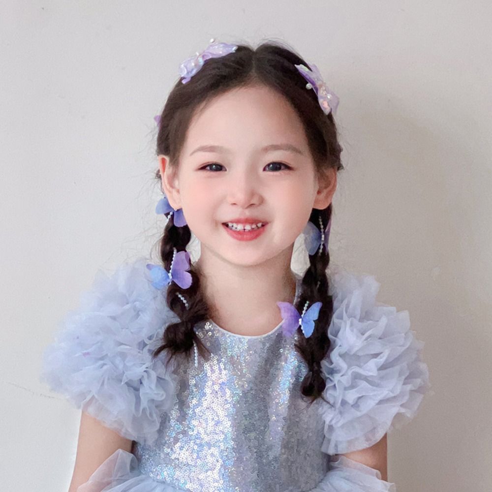 Horquilla trenzada con perlas de malla para niña, pasadores con borlas coloridas, cadena para el cabello trenzada