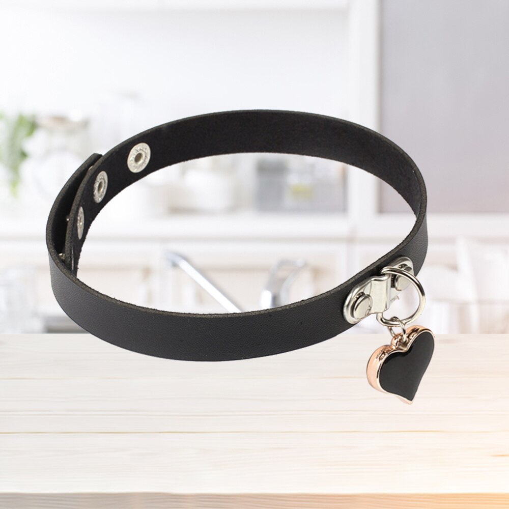 Leren halsketting, stijlvolle verstelbare gothic choker ketting, accessoires voor dames (zwart)