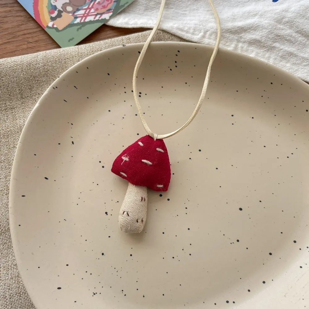 zur Seite fahren Kette Zubehör Stoff freundlicher Halskette Hase Pilz niedlichen Ebene Anhänger Schlüsselband Stoff Kawaii hängende Ornamente: verrotten-braun