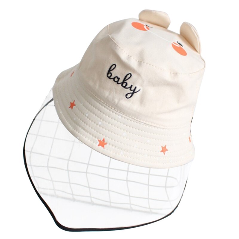 Trend Kids Child Anti-Spitting Protective Hat Cute Cartoon Bucket Caps with Clear Safety Full Face Shield Cover