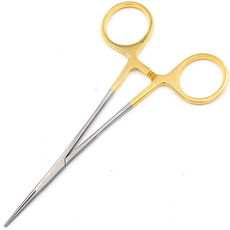 Goud Handvat Rvs Micro Hemostatische Tang Plastic Dubbele Ooglid Chirurgie Tool Rechte Elleboog Medische Vasculaire Tang