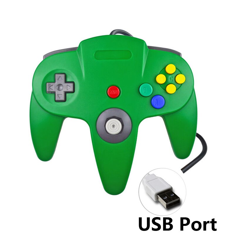 Mando con cable para GameCube, Accesorios para Nintendo N64 para PC, mando de ordenador: USB Green