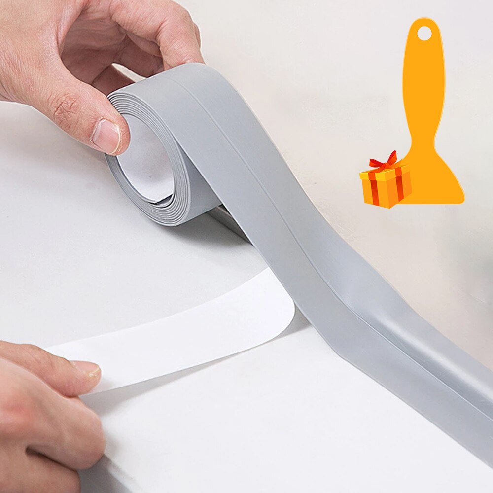 PVC Wasserdichte Wand Band Self Adhesive Riss Abdichtung Streifen Band für Küche Bad Dusche Waschbecken Herd Bad Wand Rand Protector: Gray / 3.2 M X 3.8 CM