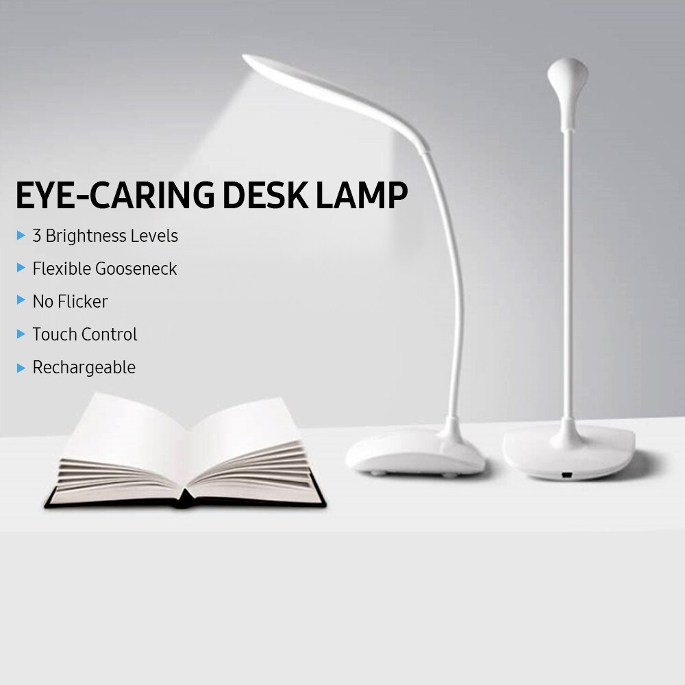 USB Charging Port LED Desk Lamp Eye-caring Lamp /TouchControl/3 Brightness Levels/No Flicker/360° Adjustable LED Desk Lamp