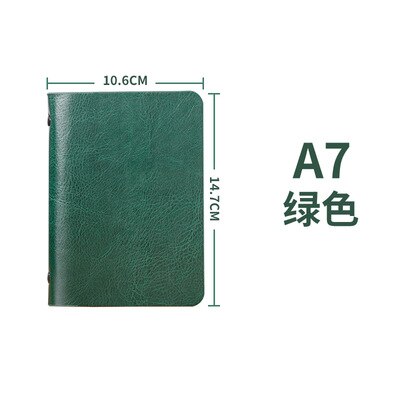A7 Kleine Notebook Met Hard Retro Cover Leather Mini Pocket Boek Losse Notepad Briefpapier Notebooks Office Accessoires: green