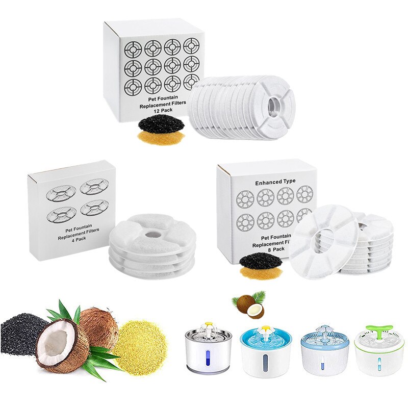 4/6/8/12pcs Pet Fountain Dispenser Filters Replacement Activated Carbon Filter Pet Cat Dog Water Drinking Filter Pet Supplies