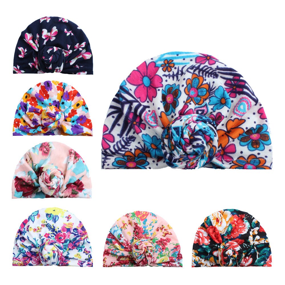 On 1 stk børn vinter varme hatte indien kasket til børn turban hatte solid afslappet skullies hue pige hoved wrap boheme kasket
