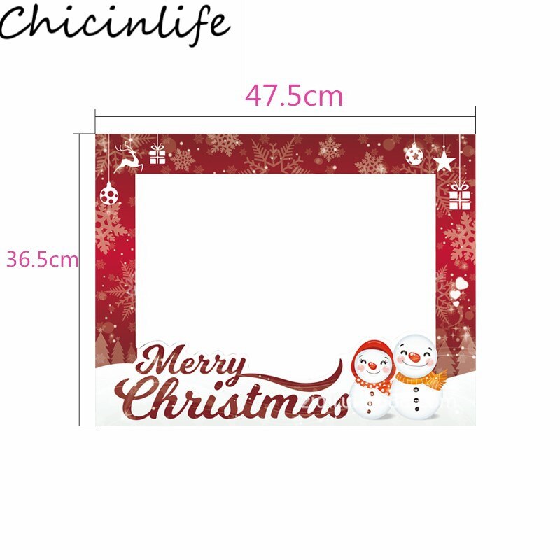 Chicinlife 1Pcs Merry Christmas Photo Booth Frame Props Adult Kids Xmas Party Happy Eve PhotoBooth Props Decoration Supplies