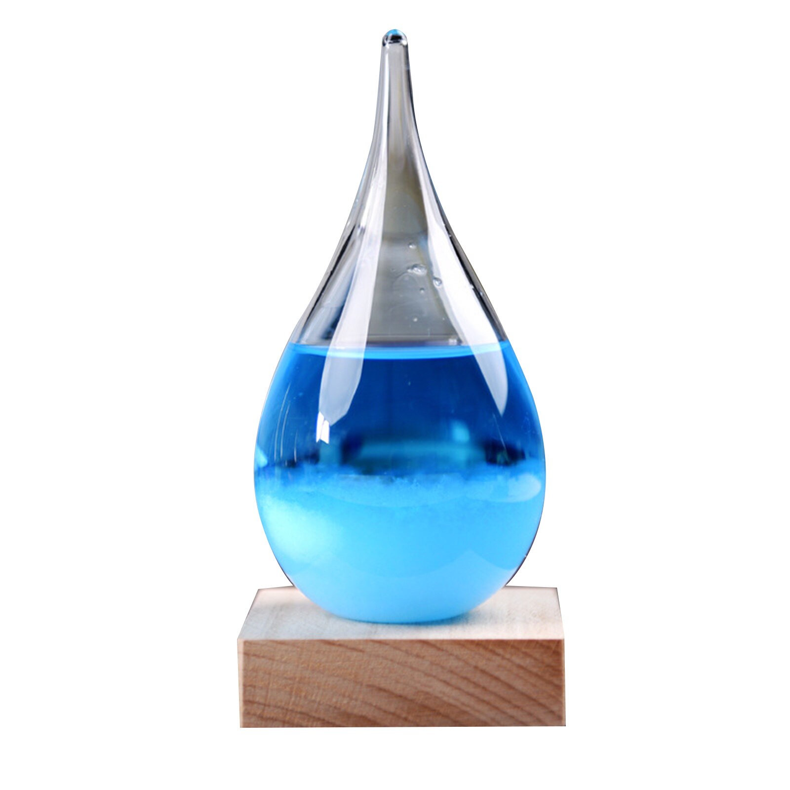 Tempest Glass Predictor Weather Forecast Decorative Barometer Drops-Shaped Small Bottle with Wooden Base FP8: Blue