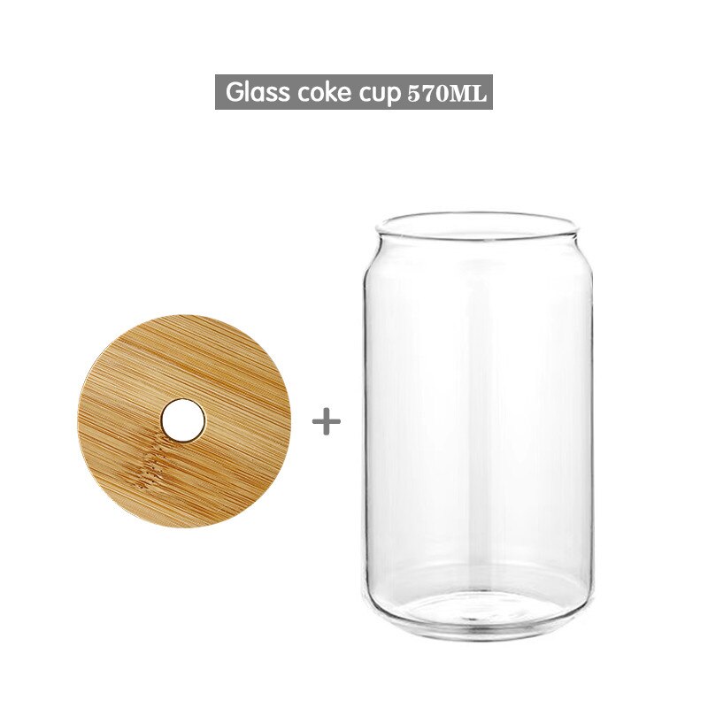 Glas kop gennemsigtig cola dåse glas vand kop ins netto rød juice kop kaffe vin mælk øl kold drik håndlavet dåse 390/570ml: 570ml kopper låg