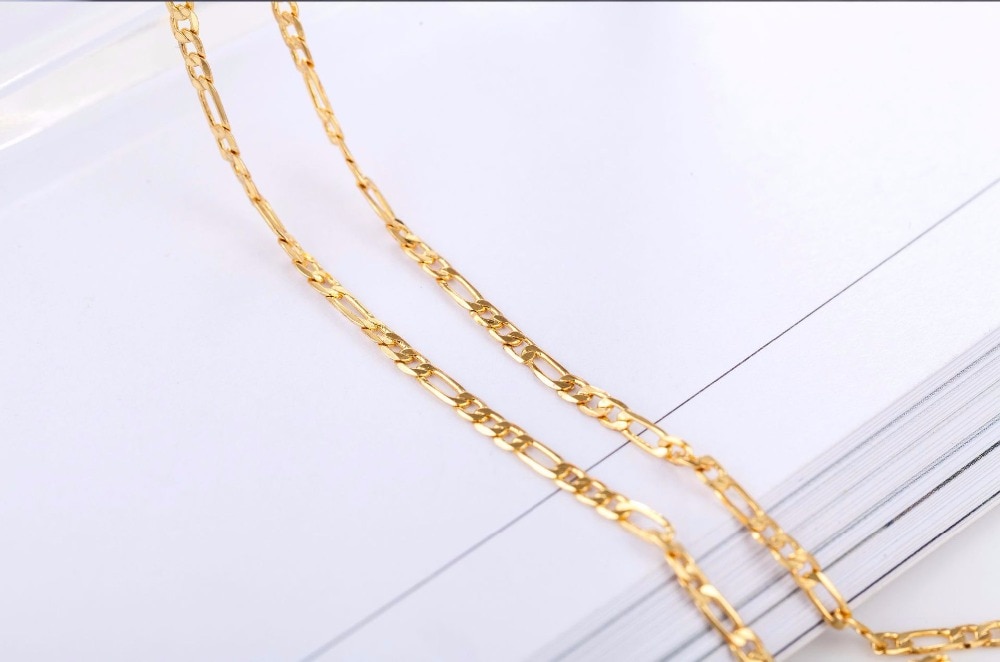 2mm Flat Chain Necklace For Women Men Gold/Silver Jewelry Figaro Chain Necklace 16 18 20 22 24 26 28 30 inch 925/18 K